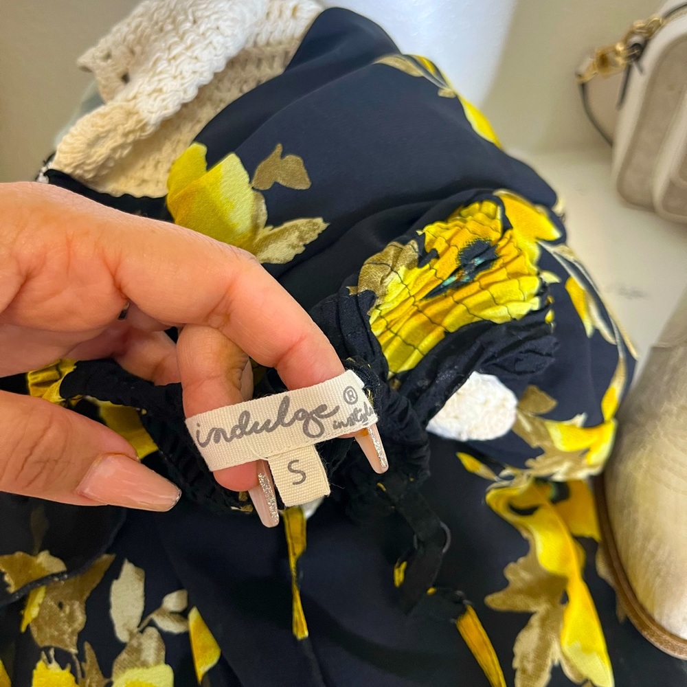 Black yellow flowered dress